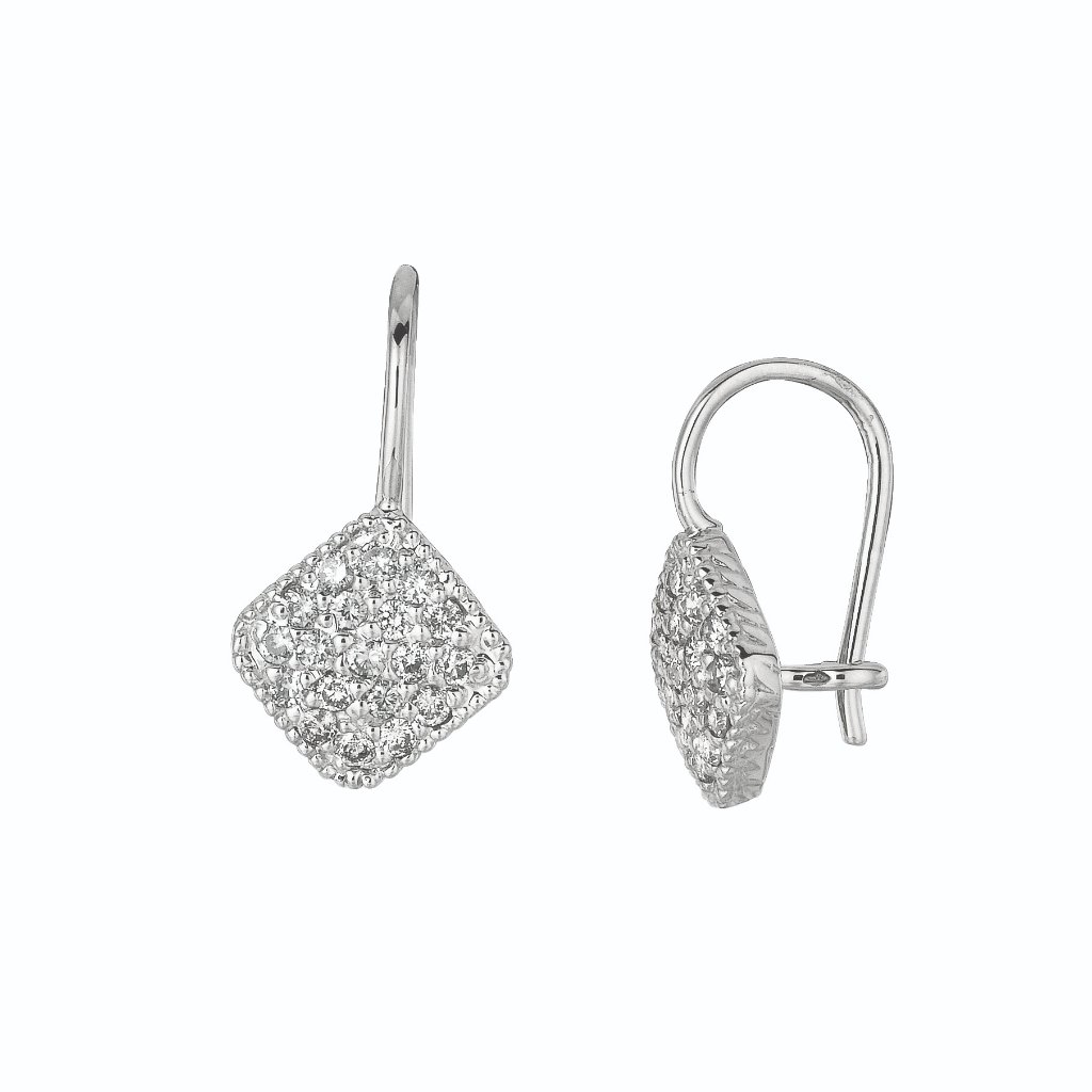 05 Ct Diamond Square-Shaped Earrings 14k White 1040$
